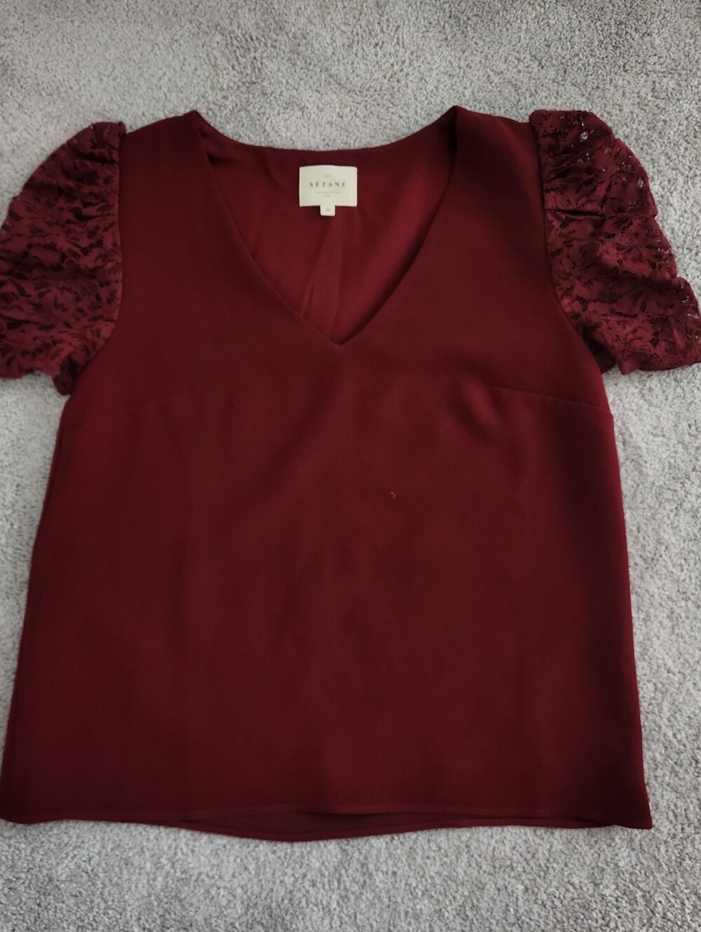 Sézane | Colette Blouse in Burgundy, Size 36 (US 4, Small)